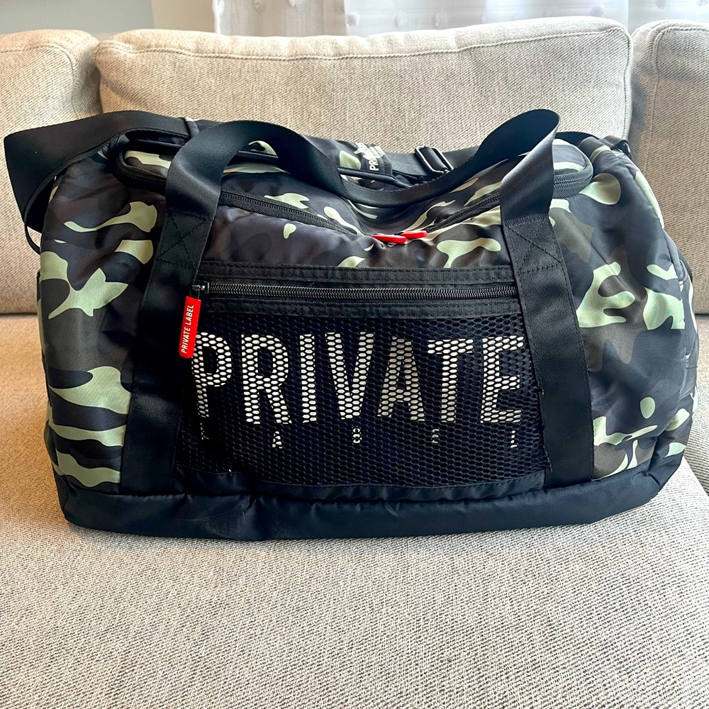 Private Label Black and Green Camouflage Gym Bag